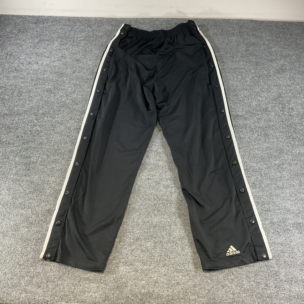 Adidas Adibreak Breakaway Track Pants Mens Large Black White Snap Button Vintage